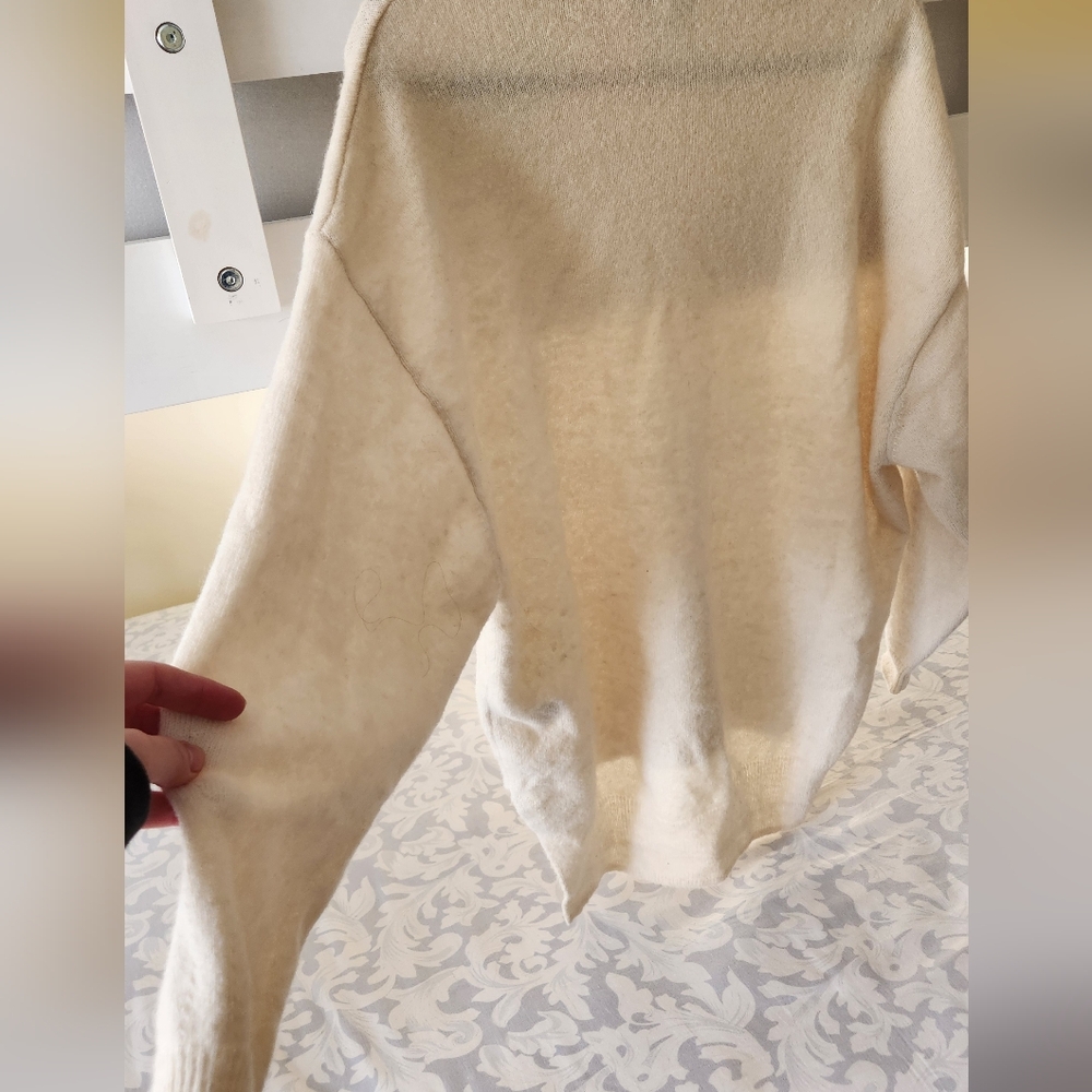 & Other Stories Crewneck Ribbed Wool Oversized Hi Low Hem Neutral Minimalist XS - Picture 7 of 9